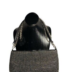 Women Party Purse Black inlaid with Sparkling Crystal Rhinestones.